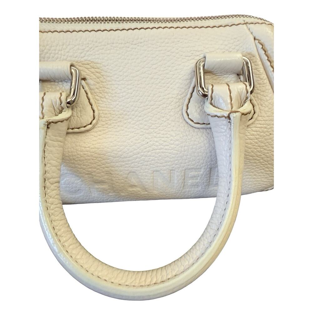 Vintage Chanel Small LAX Bowler Bag Pebbled Leather Silver Tassel Very Good - Picture 3 of 13